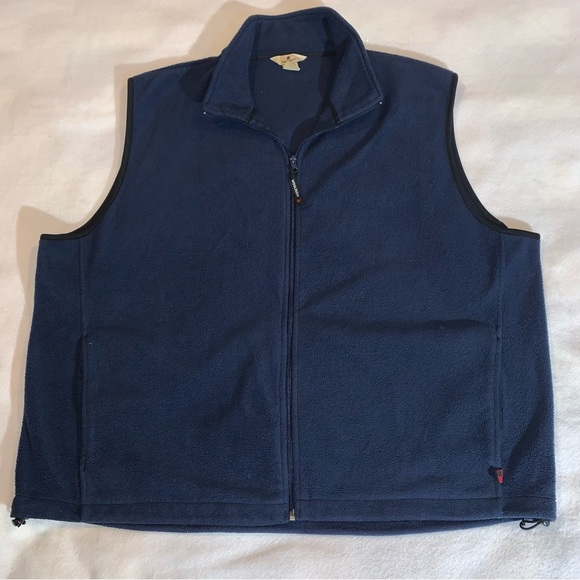 Vtg Woolrich Navy Blue Zipper Vest Fleece Mens Size 2XL - Picture 1 of 7